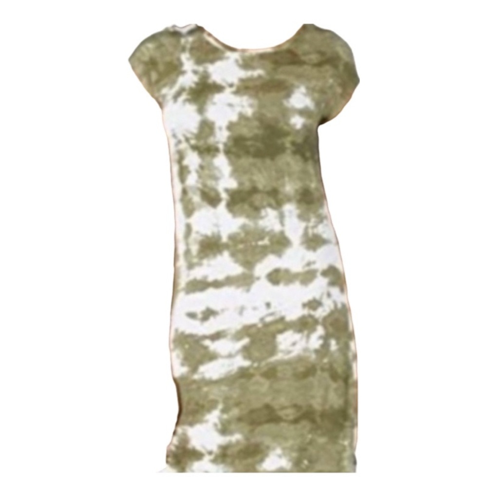 NEW Calvin Klein Tie Dye T-shirt Dress Jersey Knit Olive Green White Size 6